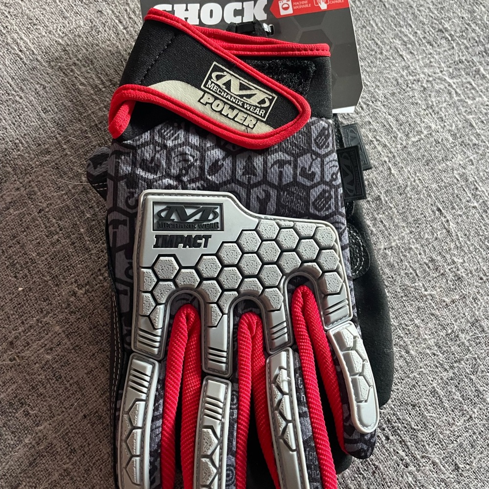 Mechanic Wear Impact Gloves - Red and Black